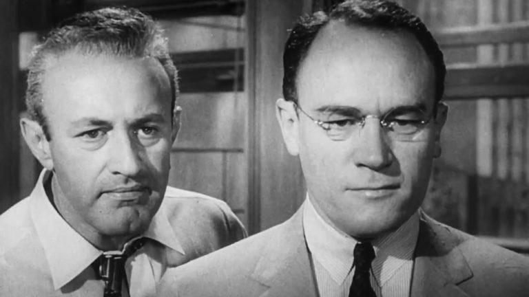 12 Angry Men (1957), directed by Sidney Lumet — Lee J. Cobb and E.G. Marshall in the jury room