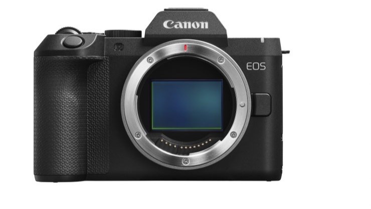 Front view of the Canon EOS R8 Mark II full-frame mirrorless camera body