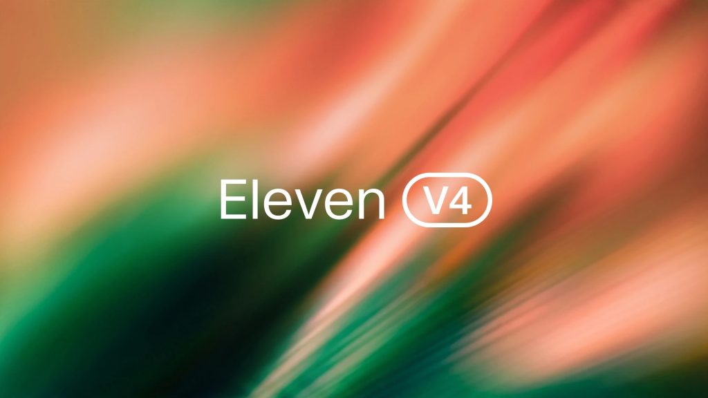 ElevenLabs Eleven v4 official hero image showing the new voice model interface and expressiveness chart