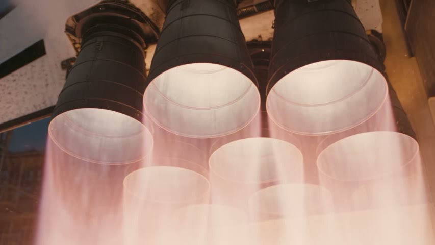 Sample 480p frame from Seedance 2.5 Draft Mode showing rocket engine nozzles glowing with exhaust